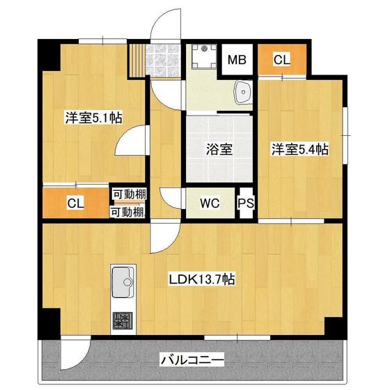 岡山市南区青江のマンションの間取り