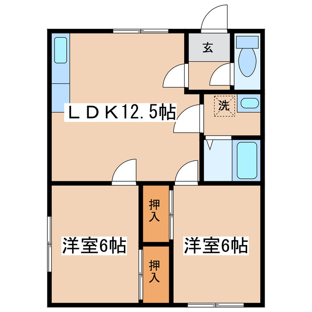 釧路市興津のアパートの間取り