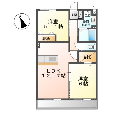 福岡県北九州市小倉北区足立２（マンション）の賃貸物件の間取り