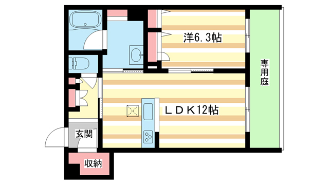 橿原市新賀町のアパートの間取り