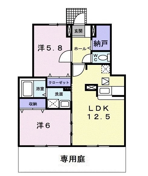 福島市飯坂町のアパートの間取り