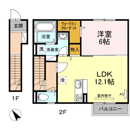 薩摩川内市中郷のアパートの間取り