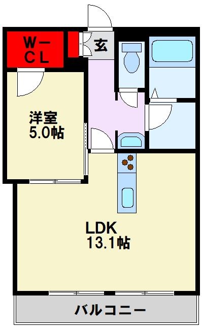 北九州市八幡西区陣山のアパートの間取り