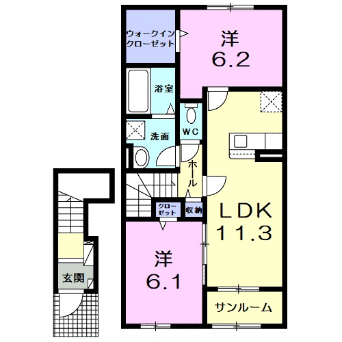 長浜市木之本町木之本のアパートの間取り