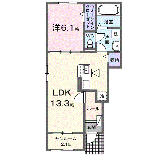 浅口市鴨方町六条院中のアパートの間取り