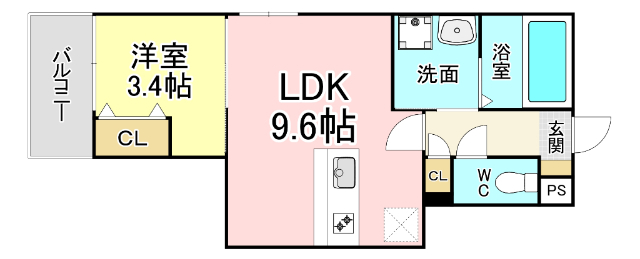 北九州市戸畑区中原東のマンションの間取り