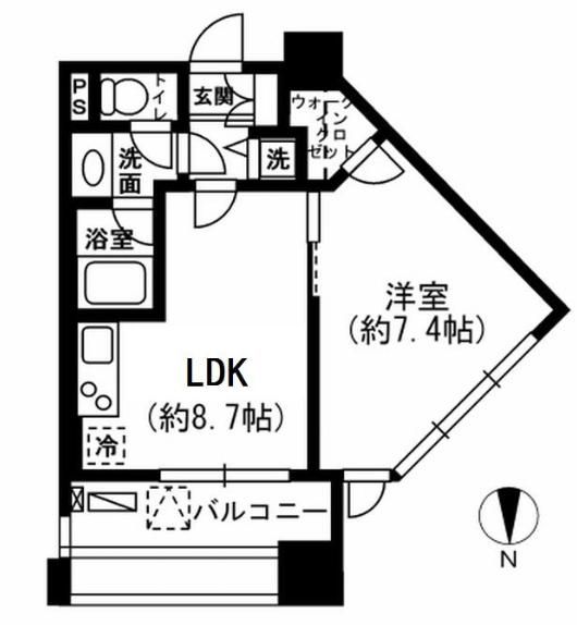 新宿区市谷本村町のマンションの間取り