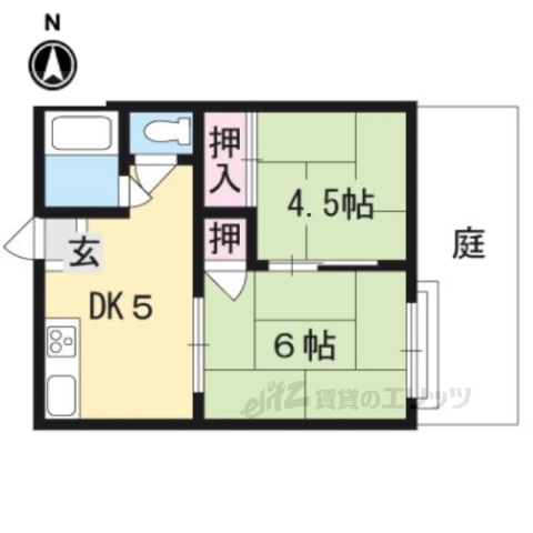 京都市北区大宮西小野堀町のアパートの間取り