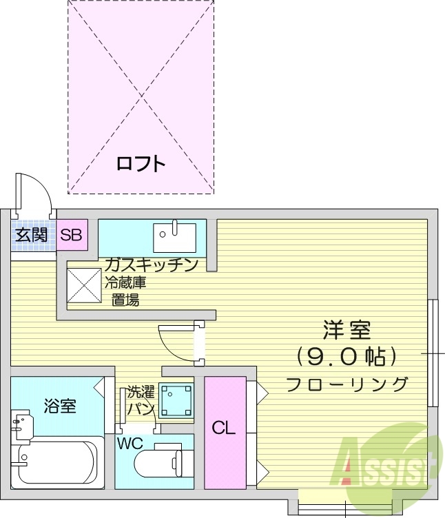 仙台市青葉区花壇のアパートの間取り