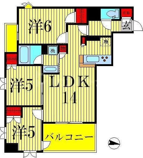 墨田区緑のマンションの間取り