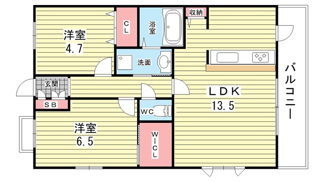 豊中市野田町のマンションの間取り