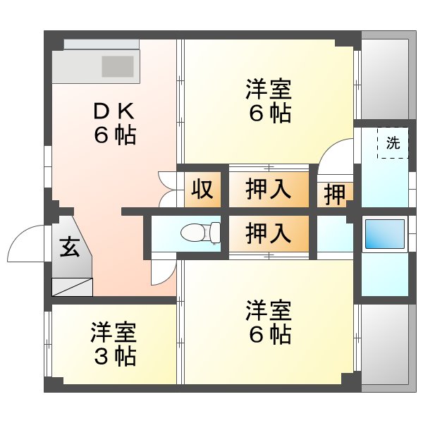 倉敷市水島北亀島町のマンションの間取り