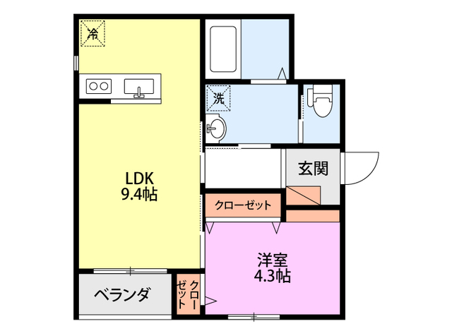 新潟市中央区川端町のアパートの間取り