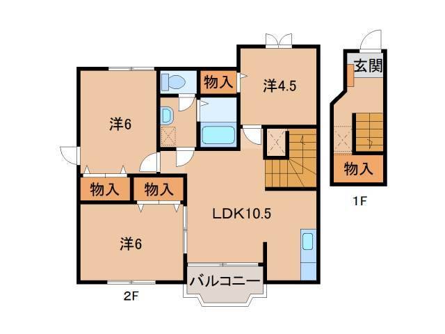 橋本市高野口町大野のアパートの間取り