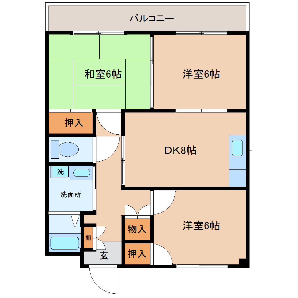 熊本市南区八幡のマンションの間取り