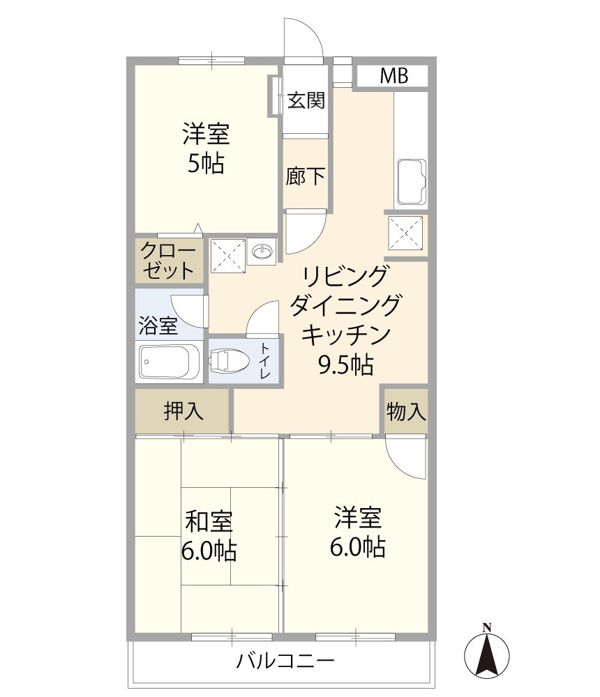 クレインパレス南大泉　B棟の間取り