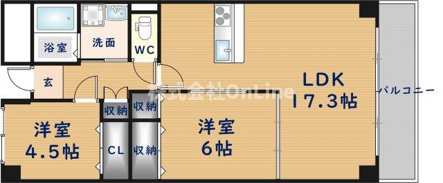 ＪＲ片町線 鴻池新田駅 徒歩6分 12階建 築28年の間取り写真