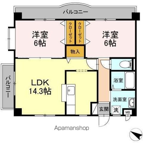北九州モノレール 徳力嵐山口駅 徒歩11分 6階建 築24年の間取り写真