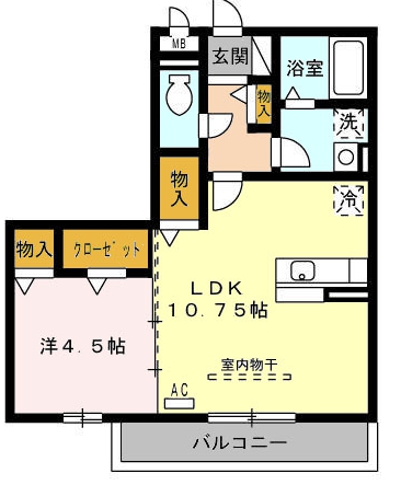 名古屋市緑区清水山のアパートの間取り