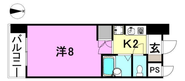 松山市西一万町のマンションの間取り