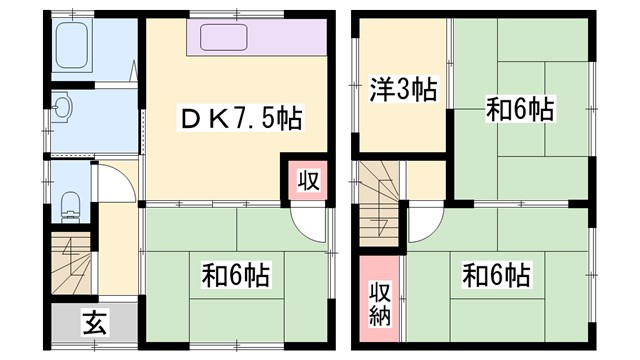 【西河野貸家東の間取り】