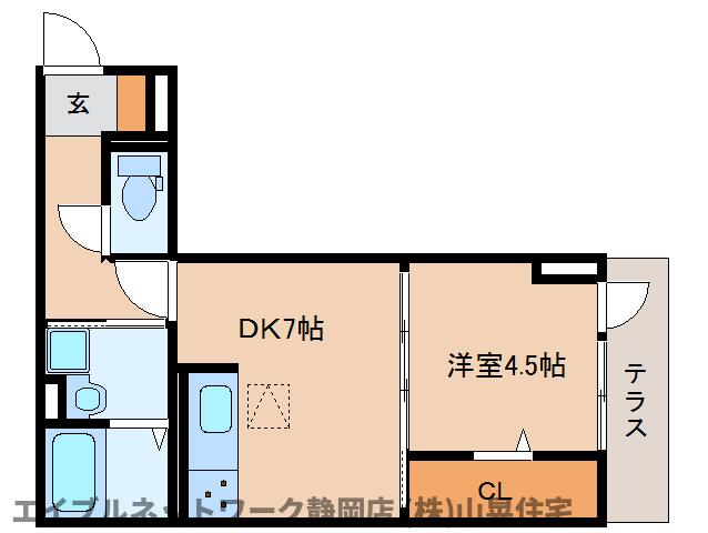 静岡市葵区馬場町のアパートの間取り