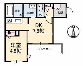 岡山市北区伊福町のアパートの間取り