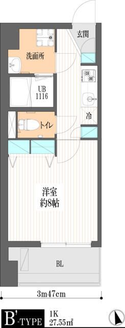 台東区雷門のマンションの間取り