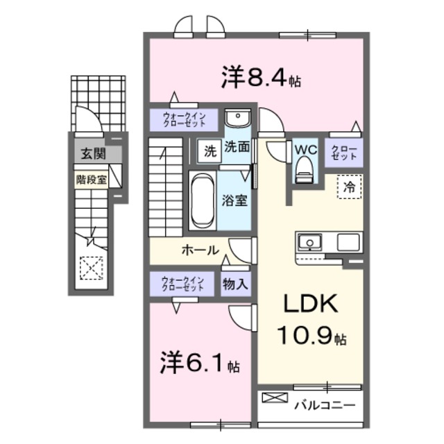 筑西市下中山のアパートの間取り