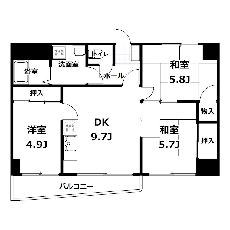 黒川第二マンションの間取り