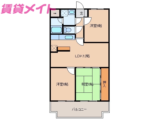 志摩市磯部町迫間のマンションの間取り