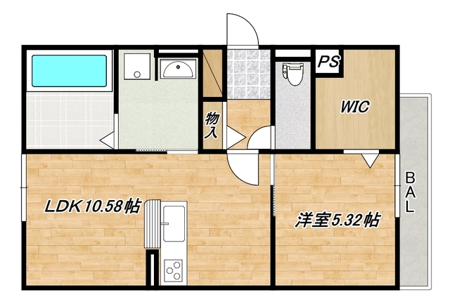 大阪市東住吉区湯里のアパートの間取り