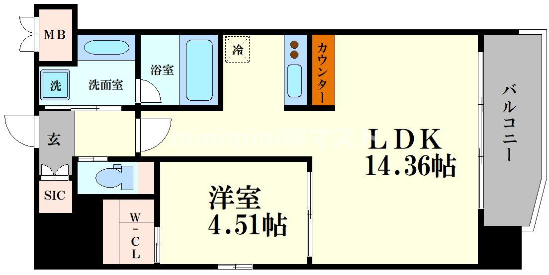 大阪市西区本田のマンションの間取り