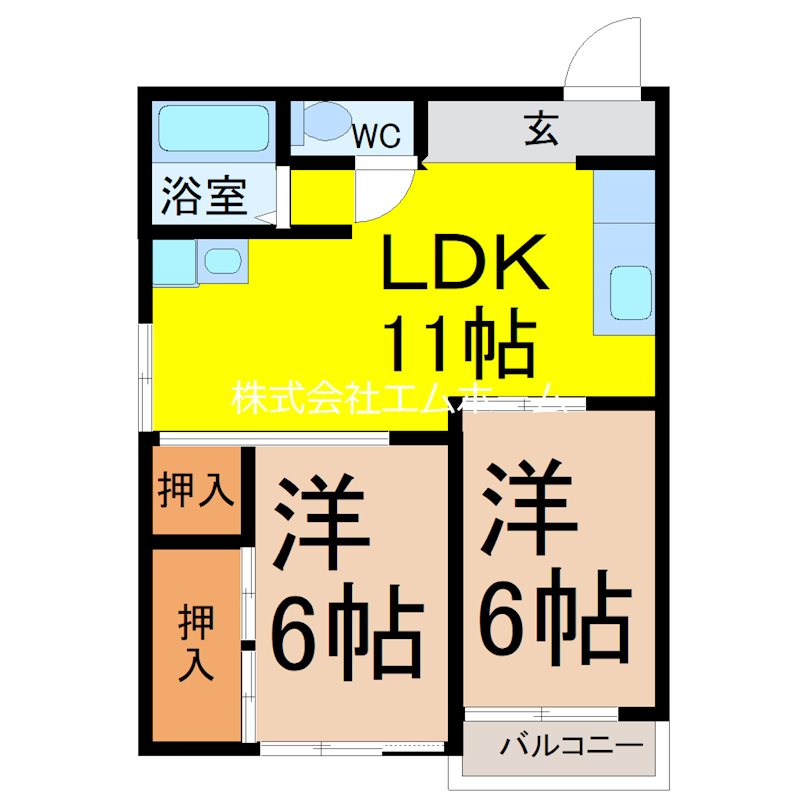 名古屋市瑞穂区彌富町のマンションの間取り