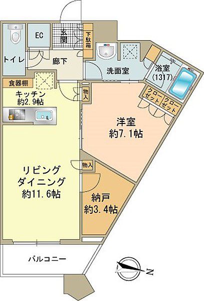 中央区勝どきのマンションの間取り