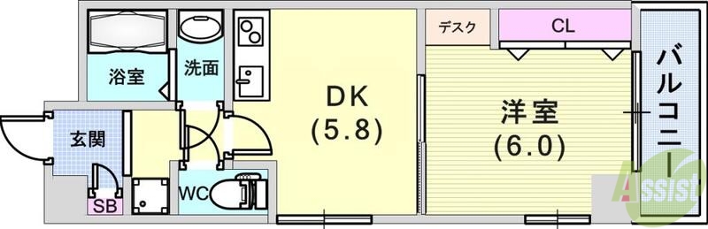 神戸市灘区桜口町のマンションの間取り