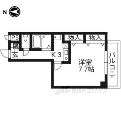 京都市上京区中猪熊町のマンションの間取り