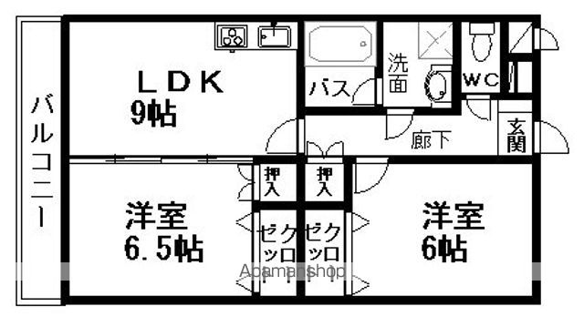 ＪＲ身延線 富士宮駅 バス乗車時間：17分 最寄りバス停で下車 徒歩4分 3階建 築24年の間取り写真