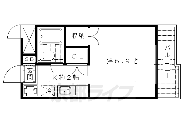 地下鉄東西線 小野駅 徒歩11分 5階建 築38年の間取り写真