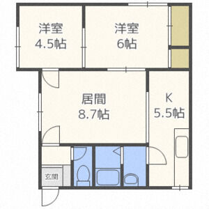 札幌市手稲区曙二条のアパートの間取り