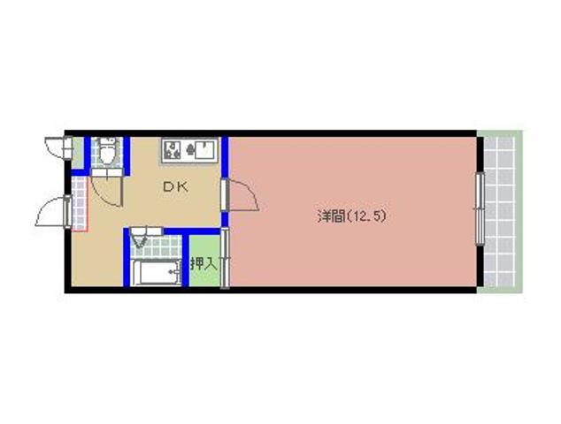 岡山市中区中島のマンションの間取り