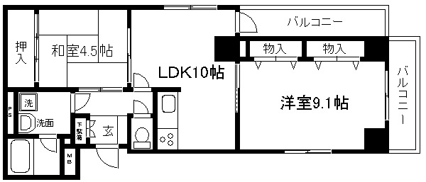 京都市中京区高宮町のマンションの間取り