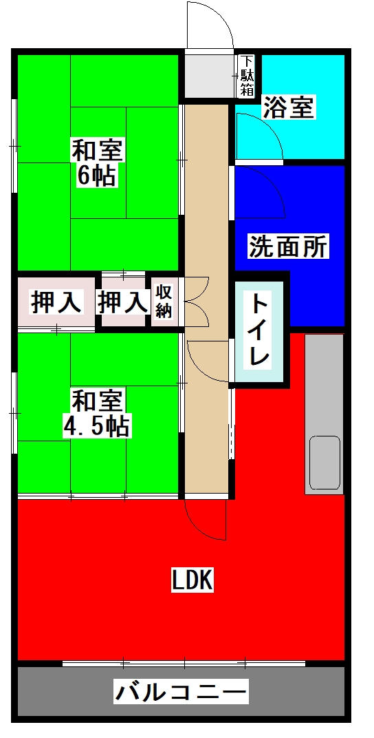 熊本市中央区琴平のマンションの間取り