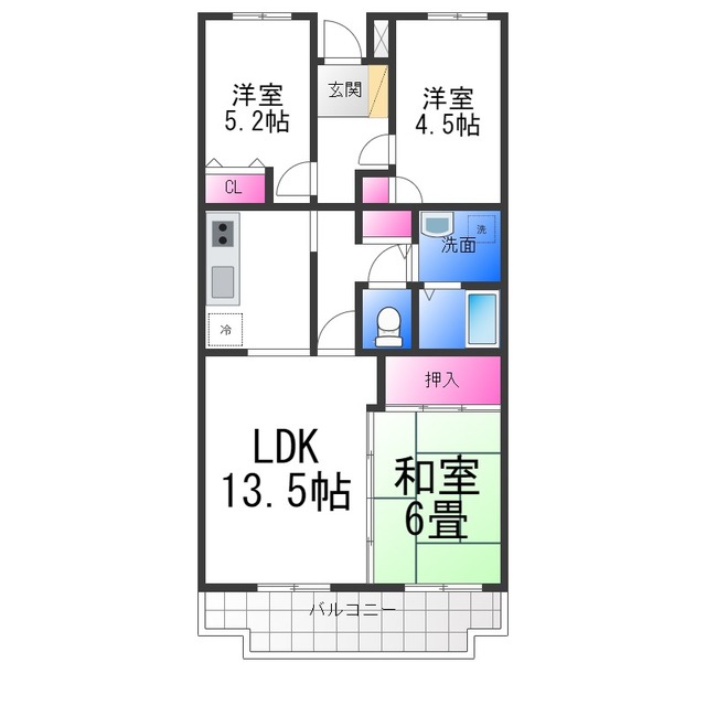 堺市西区浜寺南町のマンションの間取り