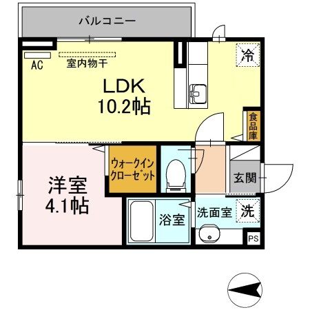 仙台市宮城野区萩野町のアパートの間取り