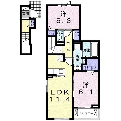 千葉市緑区誉田町のアパートの間取り