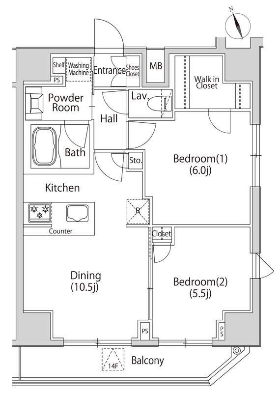 【港区新橋のマンションの間取り】