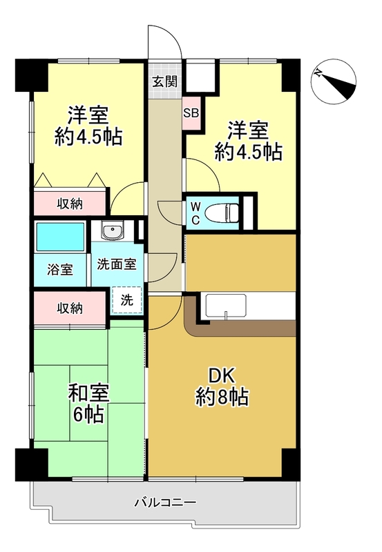 鶴ヶ島市大字上広谷のマンションの間取り