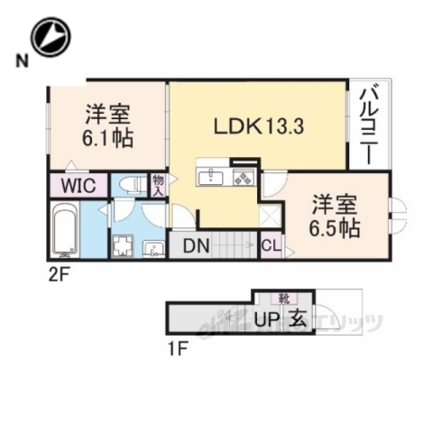 仮称南丹市アパートＡの間取り