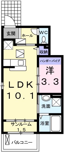 姫路市飾磨区若宮町のアパートの間取り